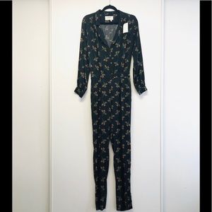 Ba&sh Floral Long Sleeves Jumpsuit Navy blue Sz 0